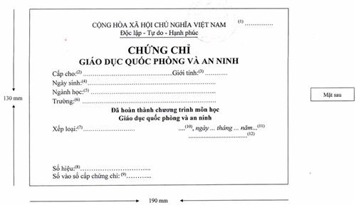 Giá dịch vụ làm chứng chỉ giáo dục quốc phòng