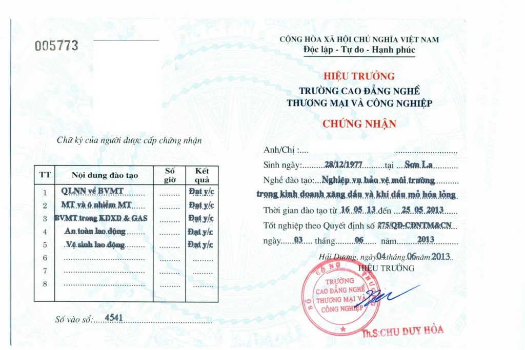 làm chứng chỉ kinh doanh xăng dầu